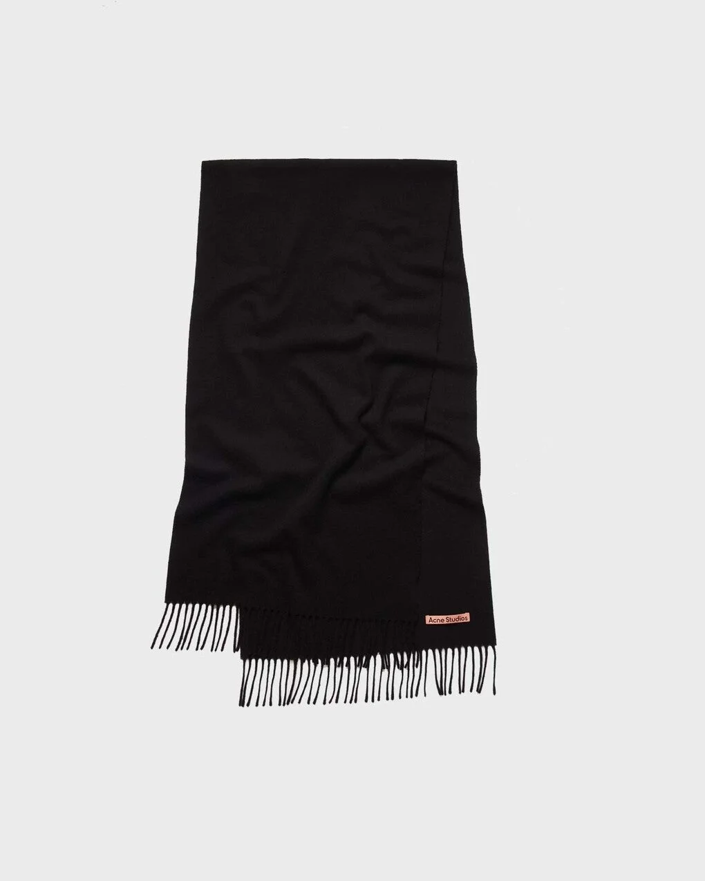 Fringe Wool Scarf Black ONESIZE - 1