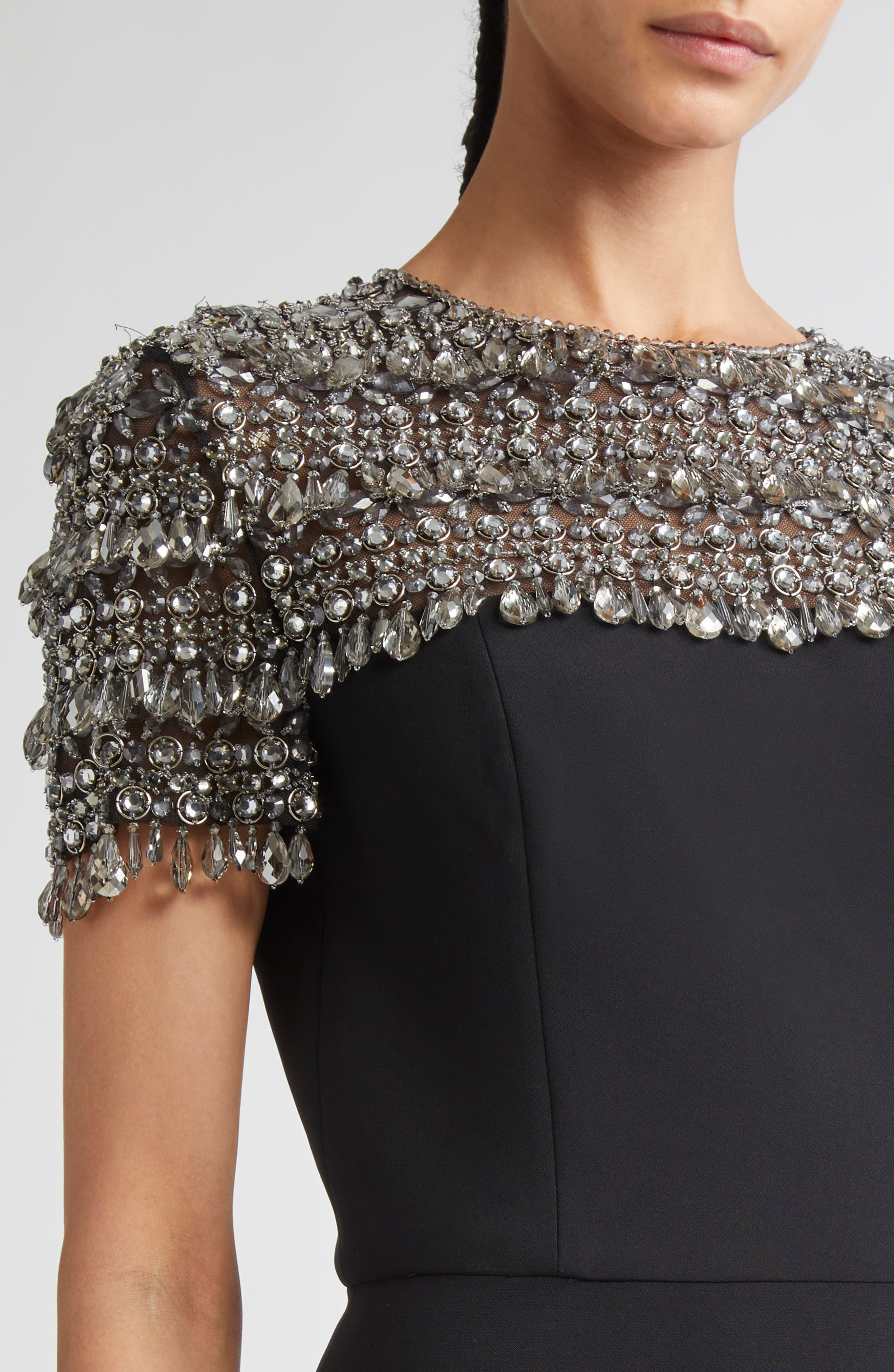 Carolina Herrera Crystal Embellished Cocktail Dress in Black Multi at Nordstrom - 4