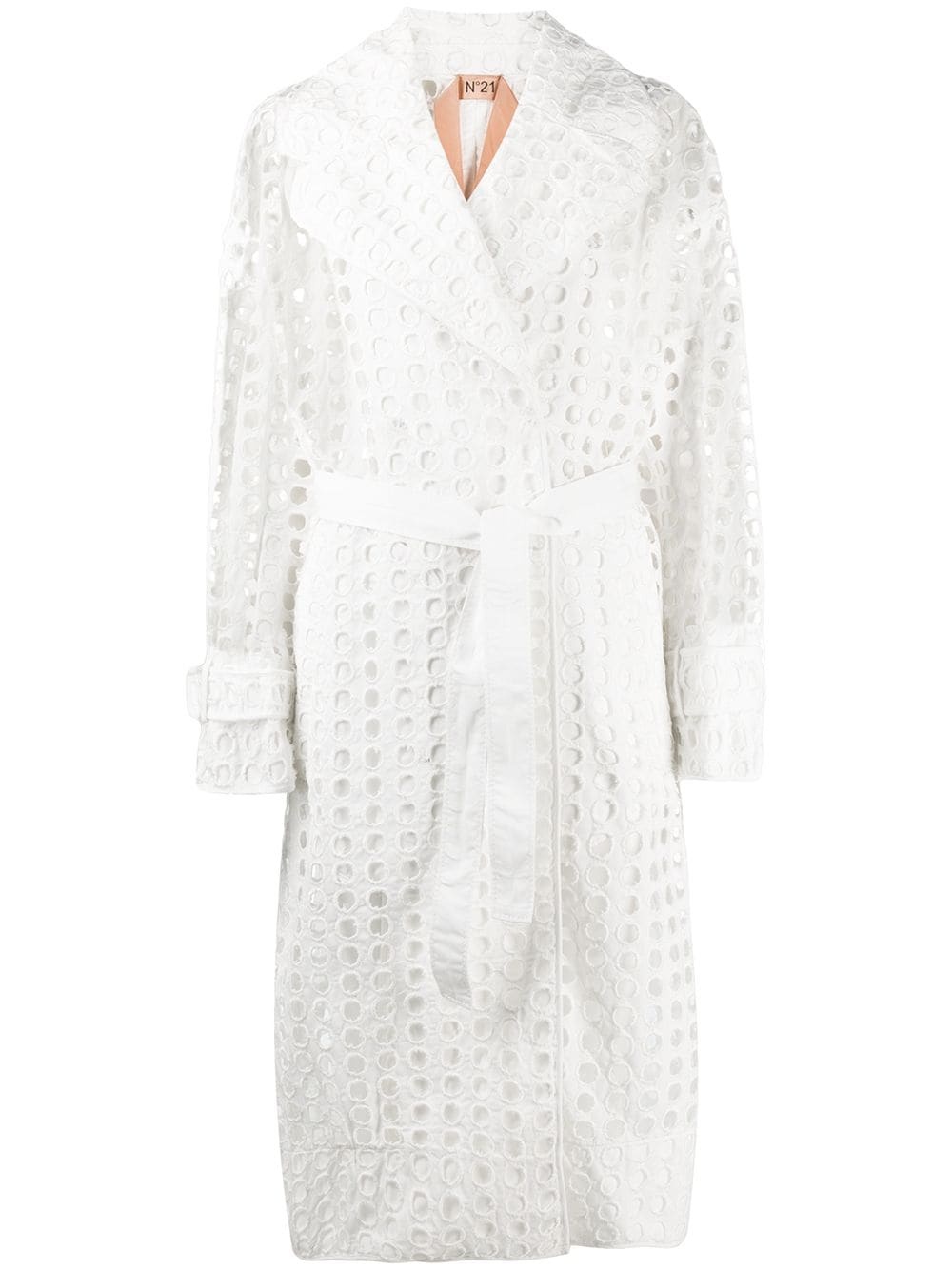 perforated-design midi coat - 1