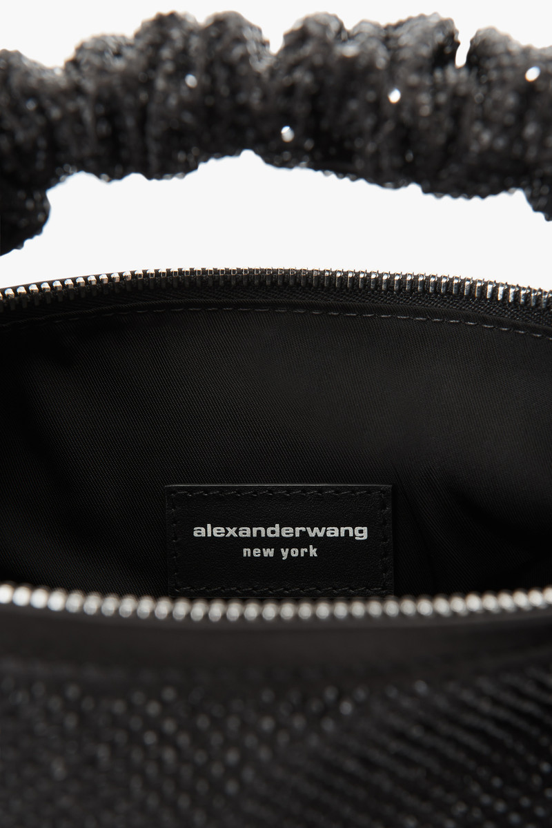 Alexander Wang SCRUNCHIE MINI BAG IN SATIN WITH CLEAR BEADS outlook