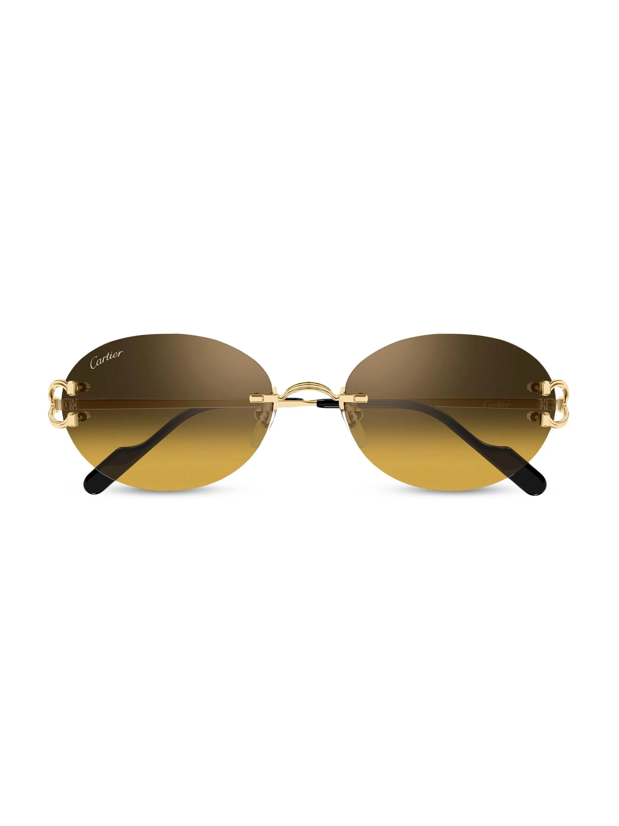 Men's C Décor 55MM 24K-Gold-Plated Metal Rimless Oval Sunglasses - Gold Yellow - 1