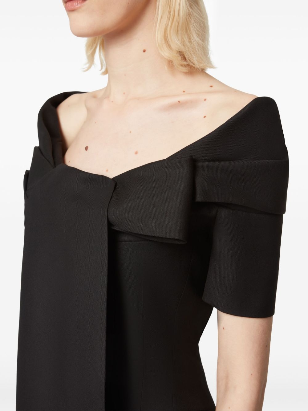 off-shoulder wool gabardine jacket - 5