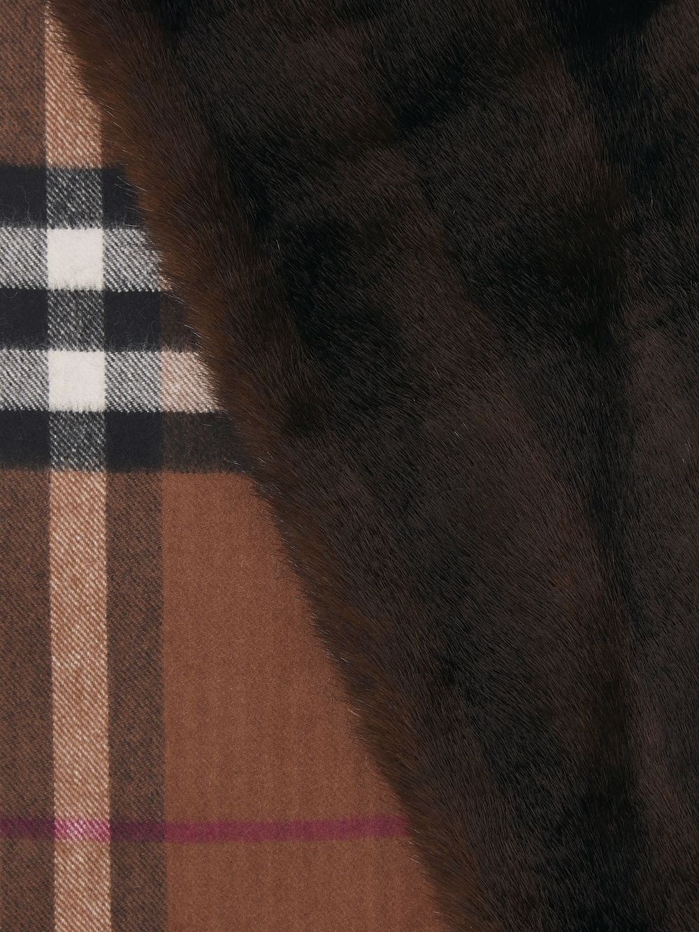 reversible check faux-fur scarf - 3