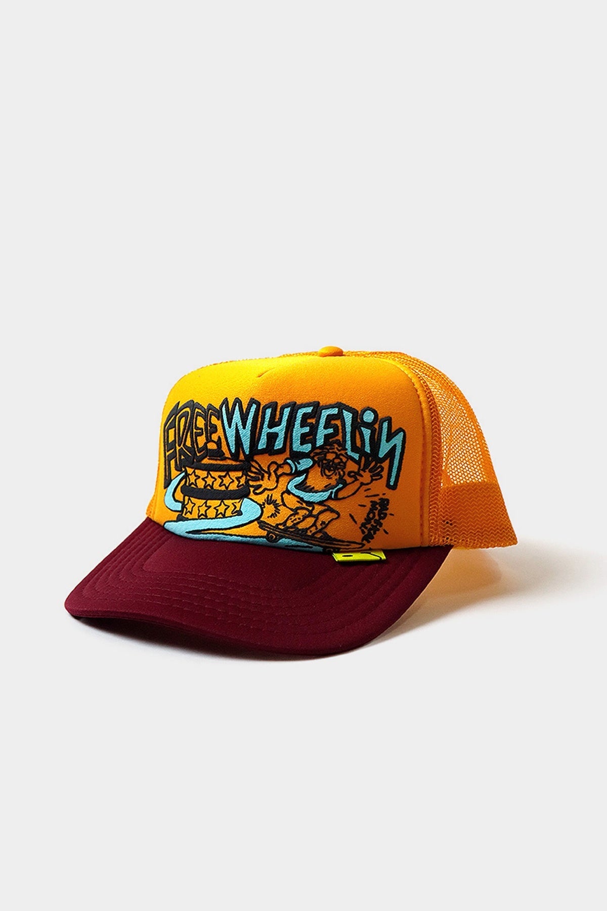 FREE WHEELIN' TRUCKER CAP - GOLD/BURGUNDY - 1