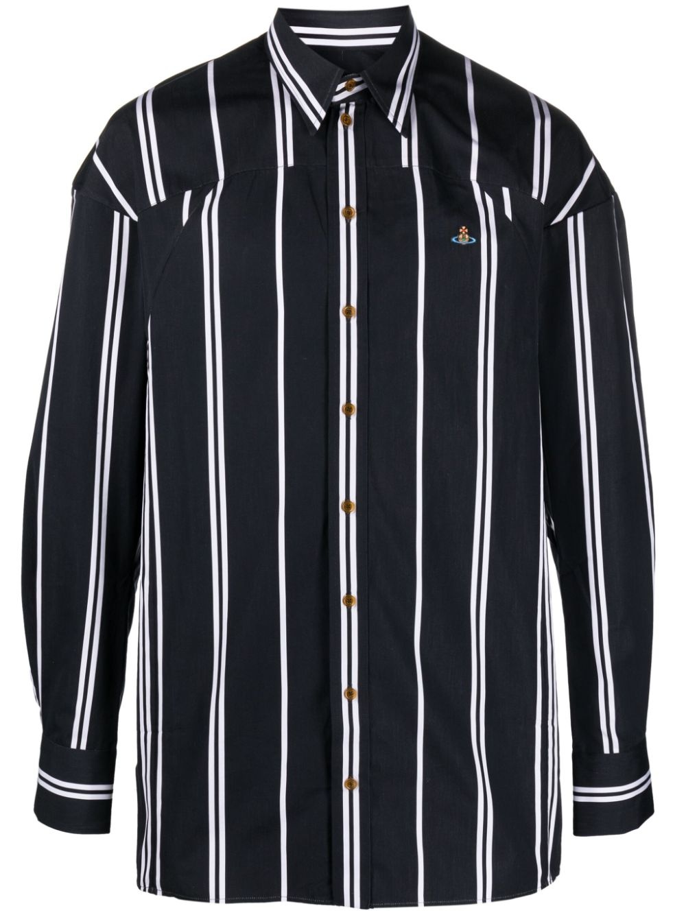 Orb-logo stripe-print shirt - 1