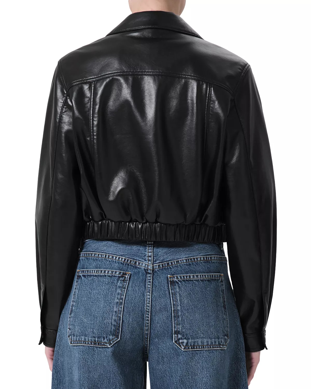x Shoreditch Ski Club Essie Leather Cropped Jacket - 2