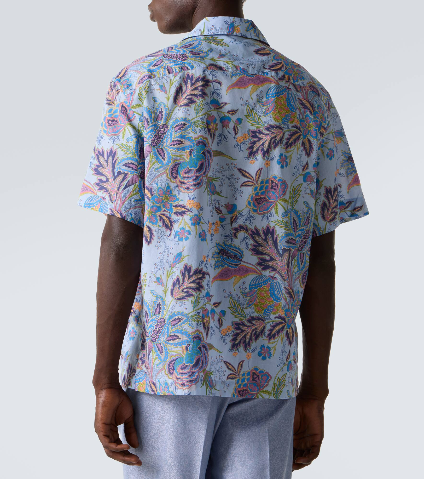Printed cotton poplin bowling shirt - 4