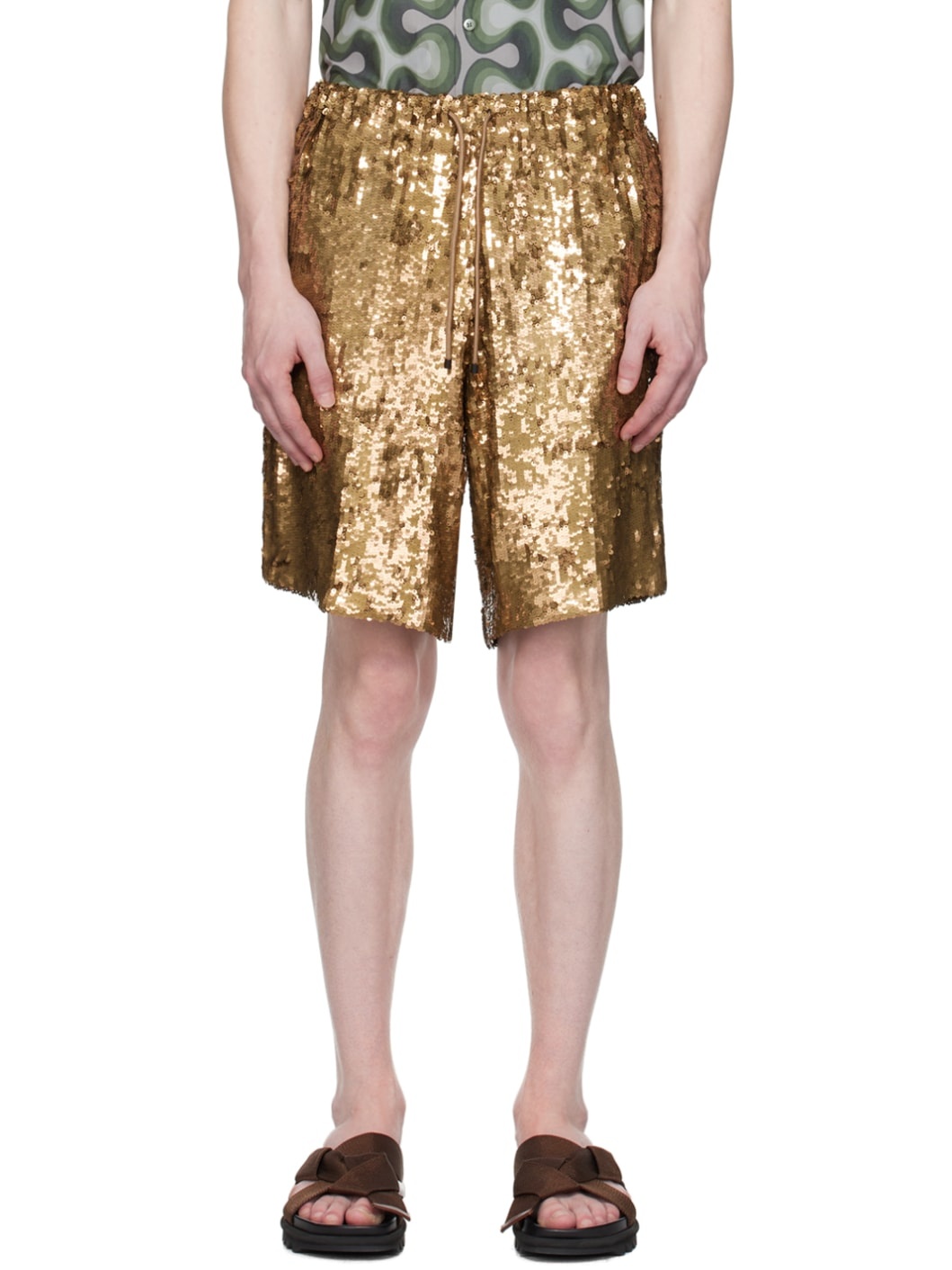 Gold Embellished Shorts - 1