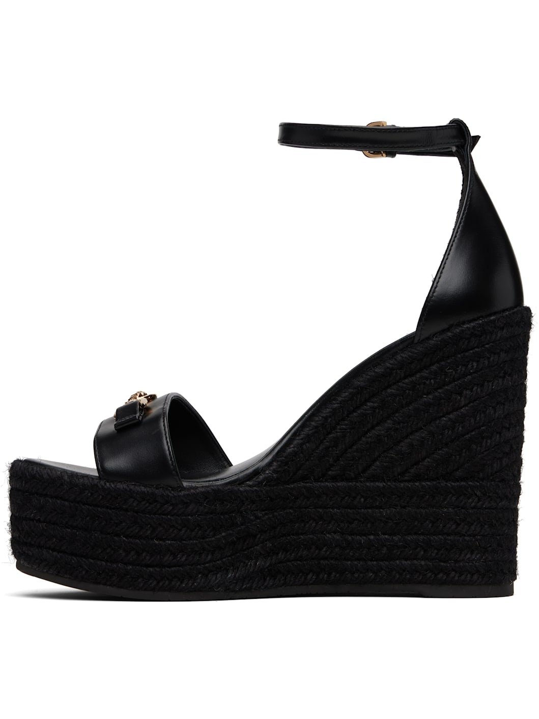 Black Medusa '95 Leather Wedge Sandals - 3