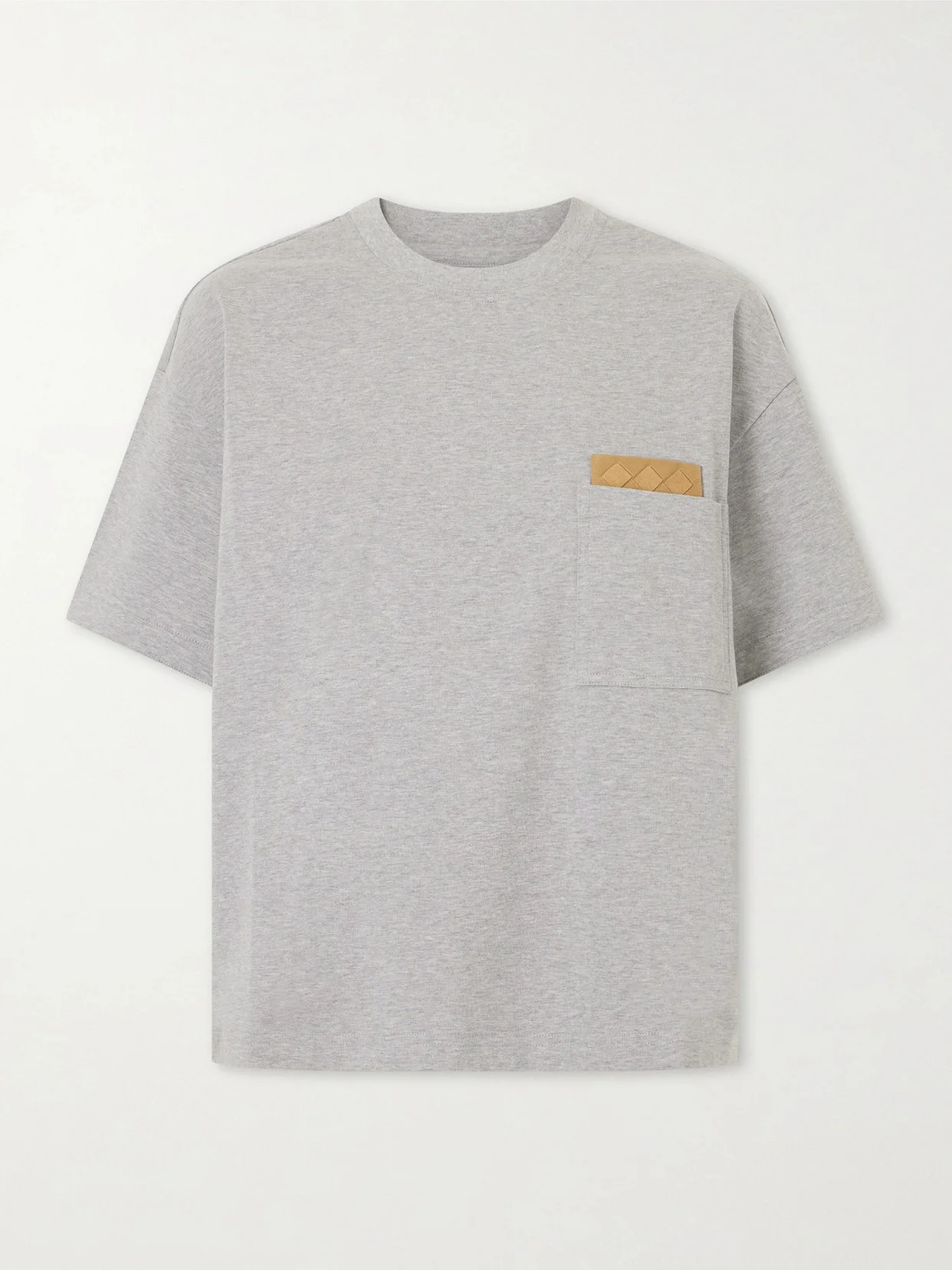 Leather-trimmed Cotton-jersey T-shirt - 1
