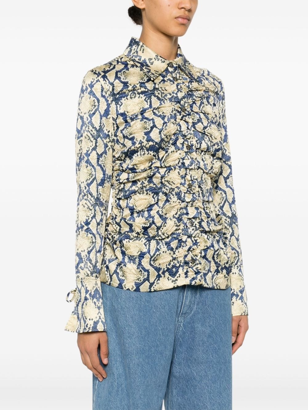 snake-print satin shirt - 3