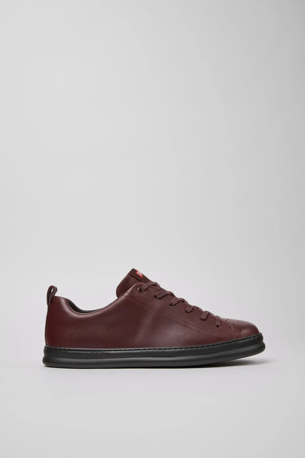 Burgundy Leather Sneakers for Men. - 1