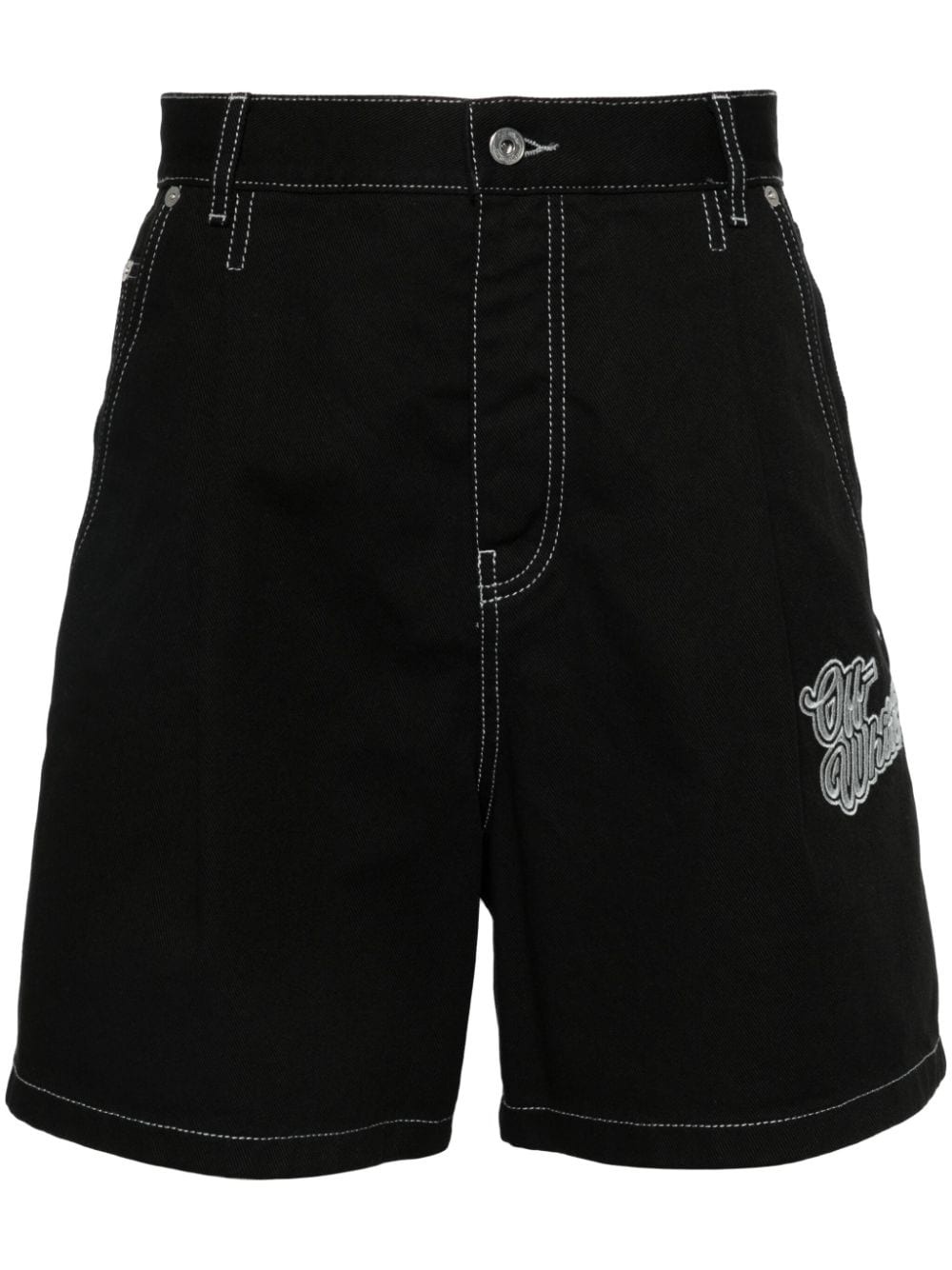 embroidered-logo denim shorts - 1