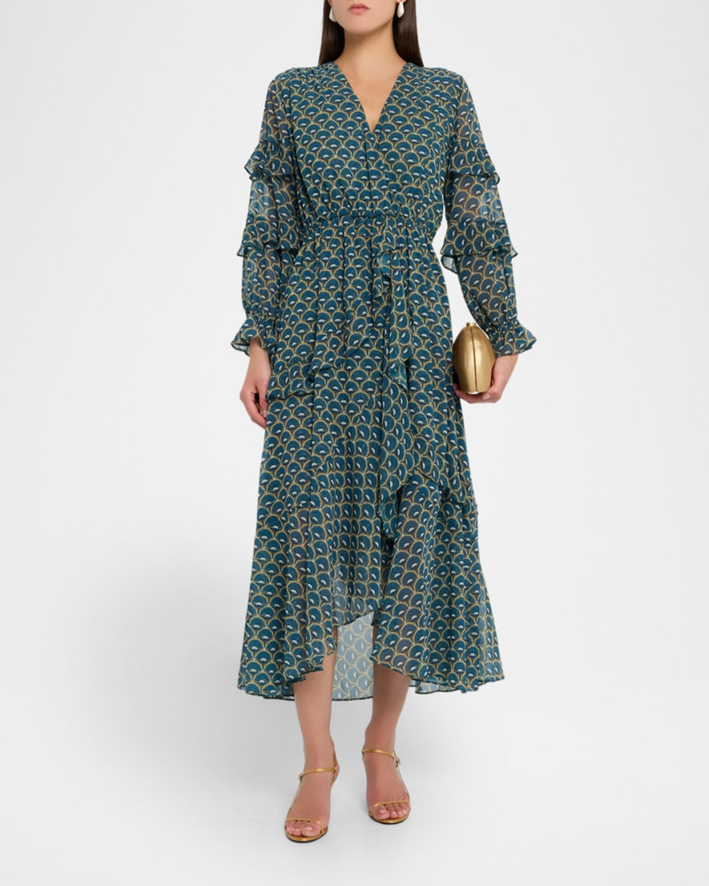 MISA Dandelion Delora Asymmetric Chiffon Midi Dress outlook