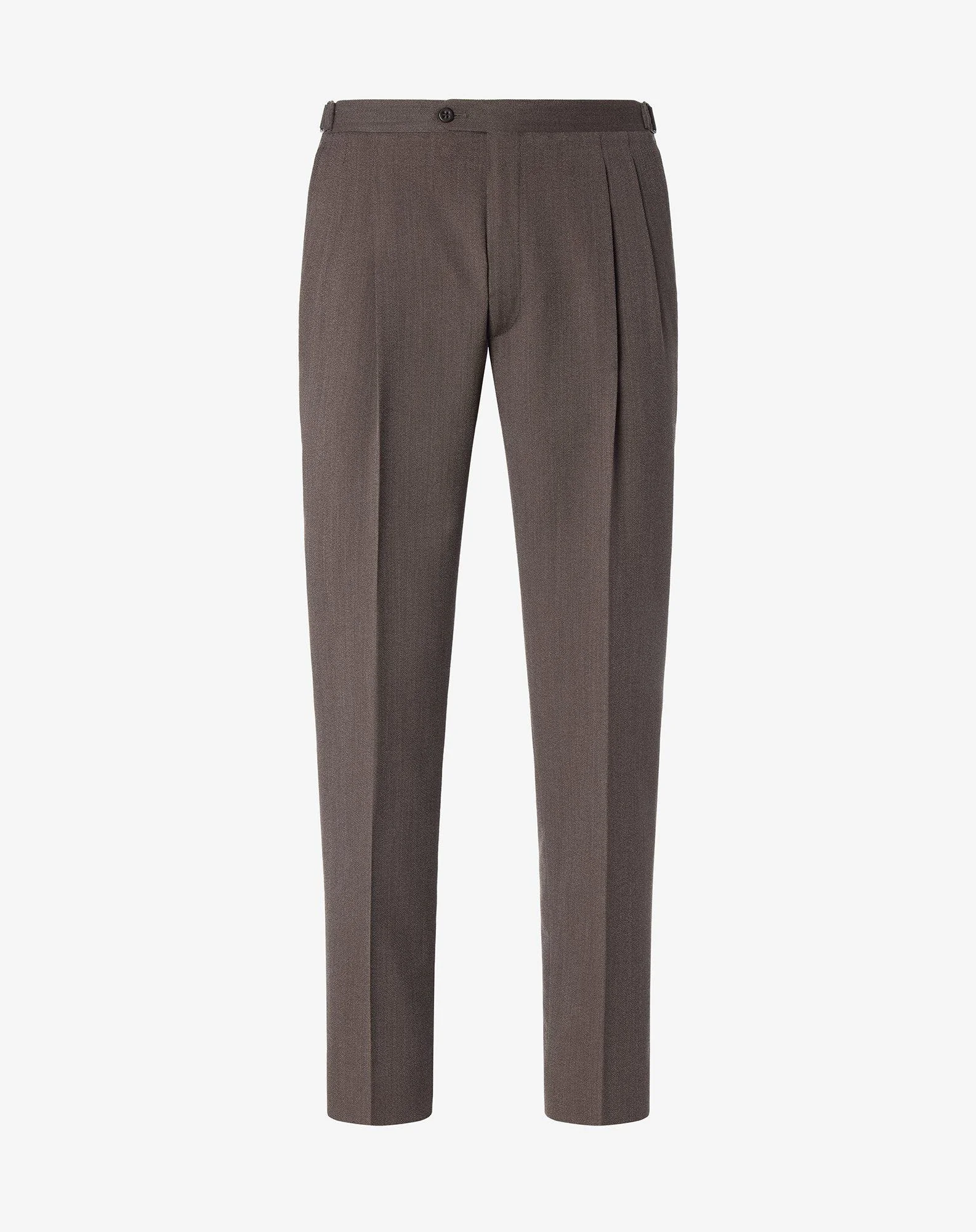 Dark brown 2-pleat pure wool cover trousers - 1