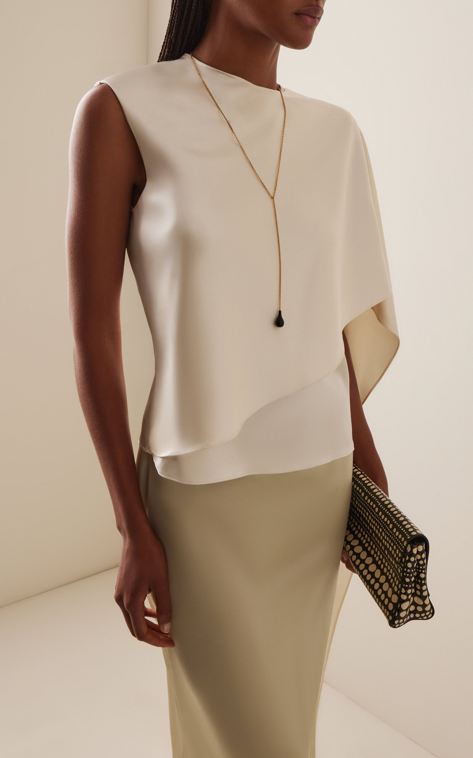 Exclusive Carmen Cape-Sleeve Silk Top ivory - 3
