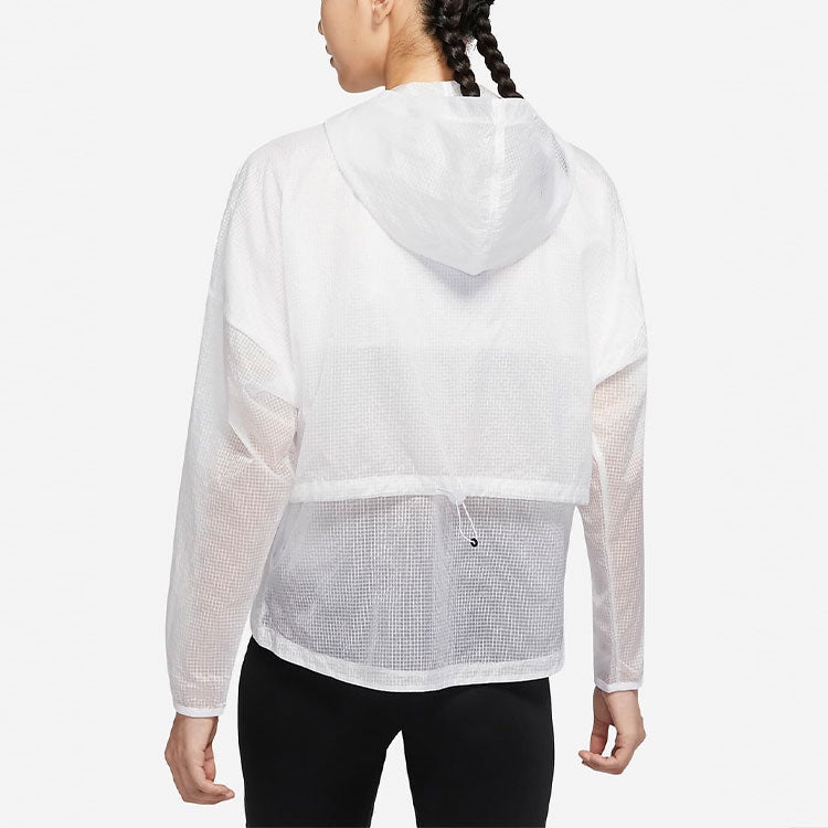 (WMNS) Nike Solid Color Logo Zipper Long Sleeves Hooded Jacket White DM7794-100 - 4