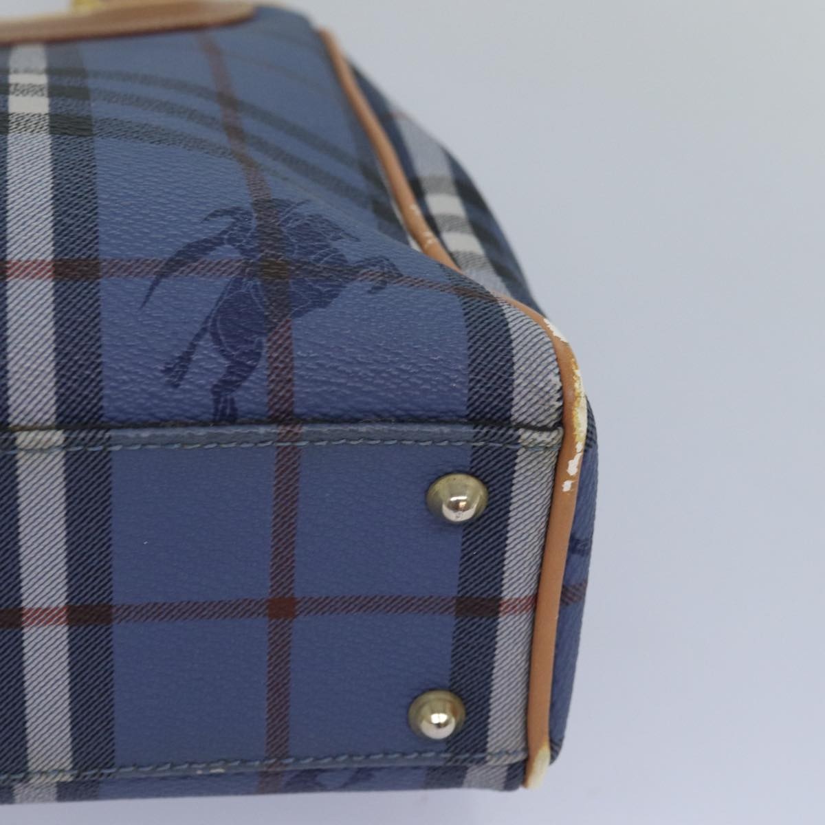 Burberry Nova Check Tote Bag Pvc Leather Blue - 14