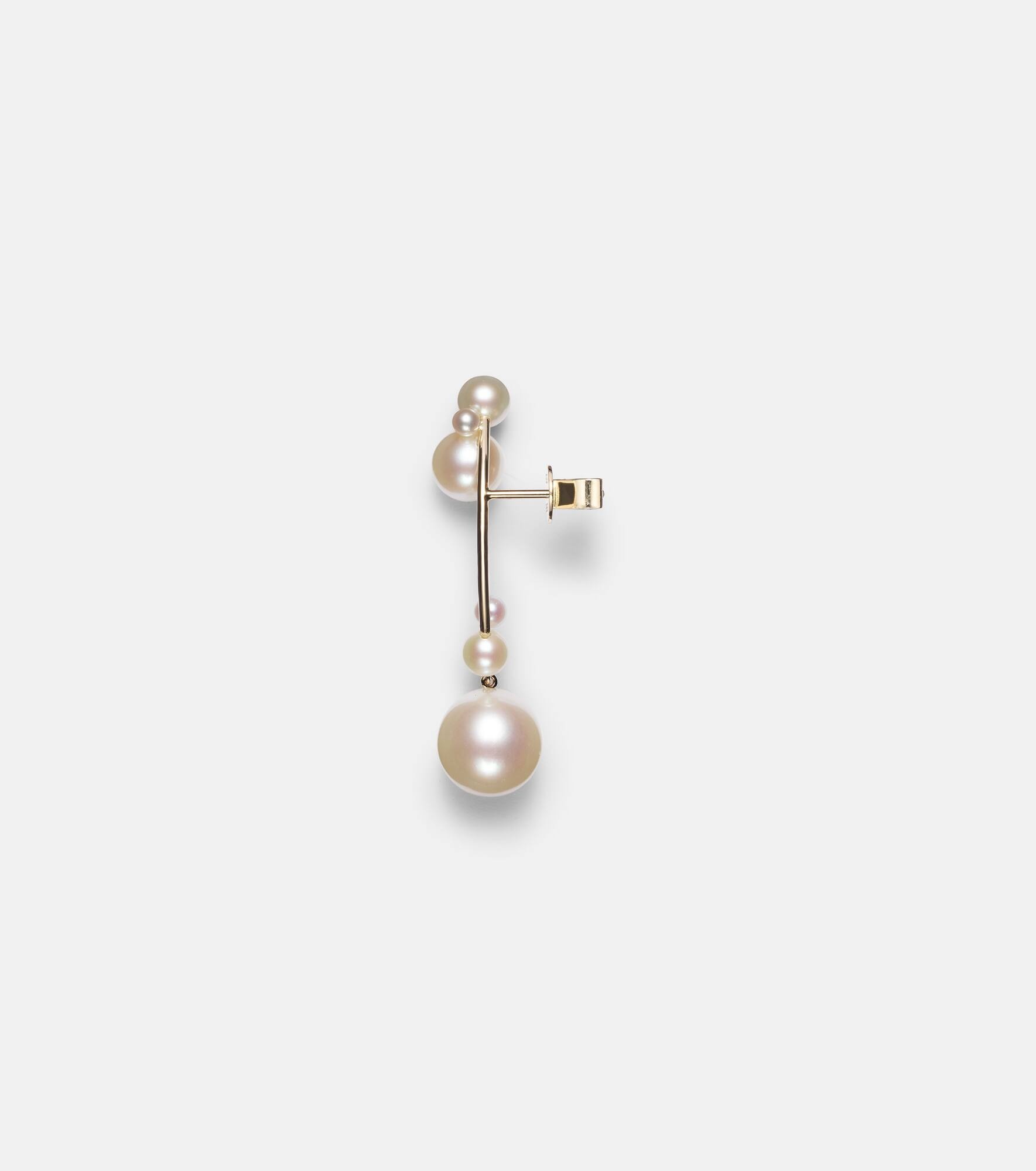 Grand Stella 14kt gold single earring with pearls - 4