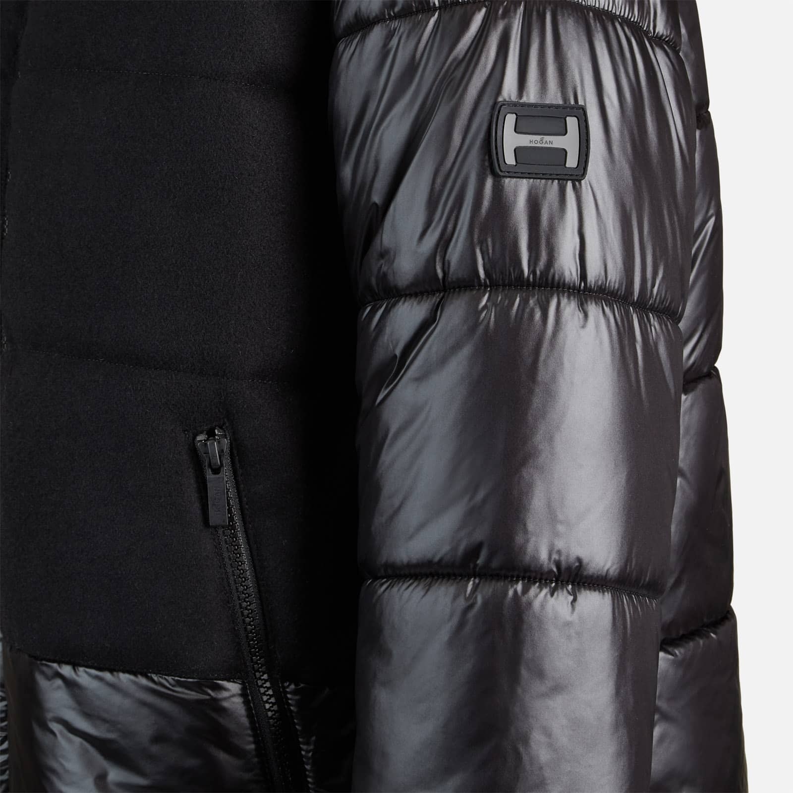 Bimaterial Quilted Jacket Black - 7