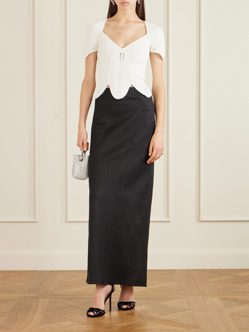 Cult Gaia Solene Mini Crystal-embellished Metallic Leather Tote outlook