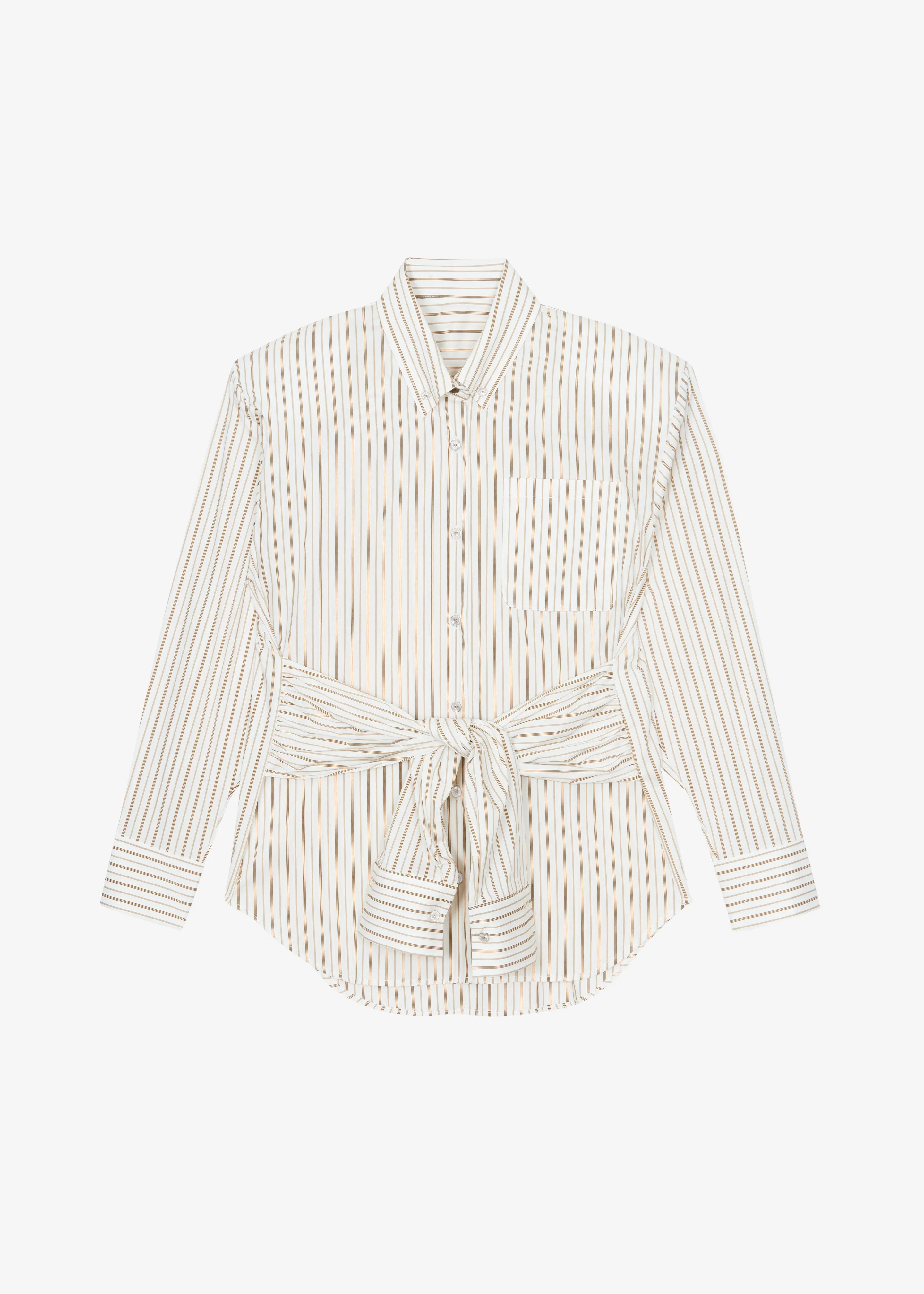 Heaton Double-Sleeve Padded Shirt - White/Brown Stripe - 1