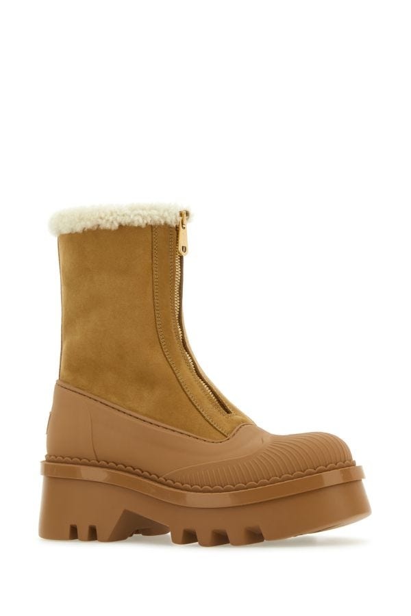 Camel suede and rubber Raina ankle boots - 2