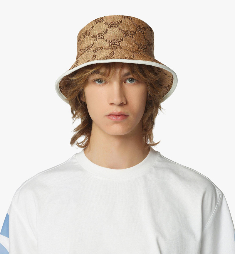 MCM Bucket Hat in Lauretos Raffia Jacquard outlook