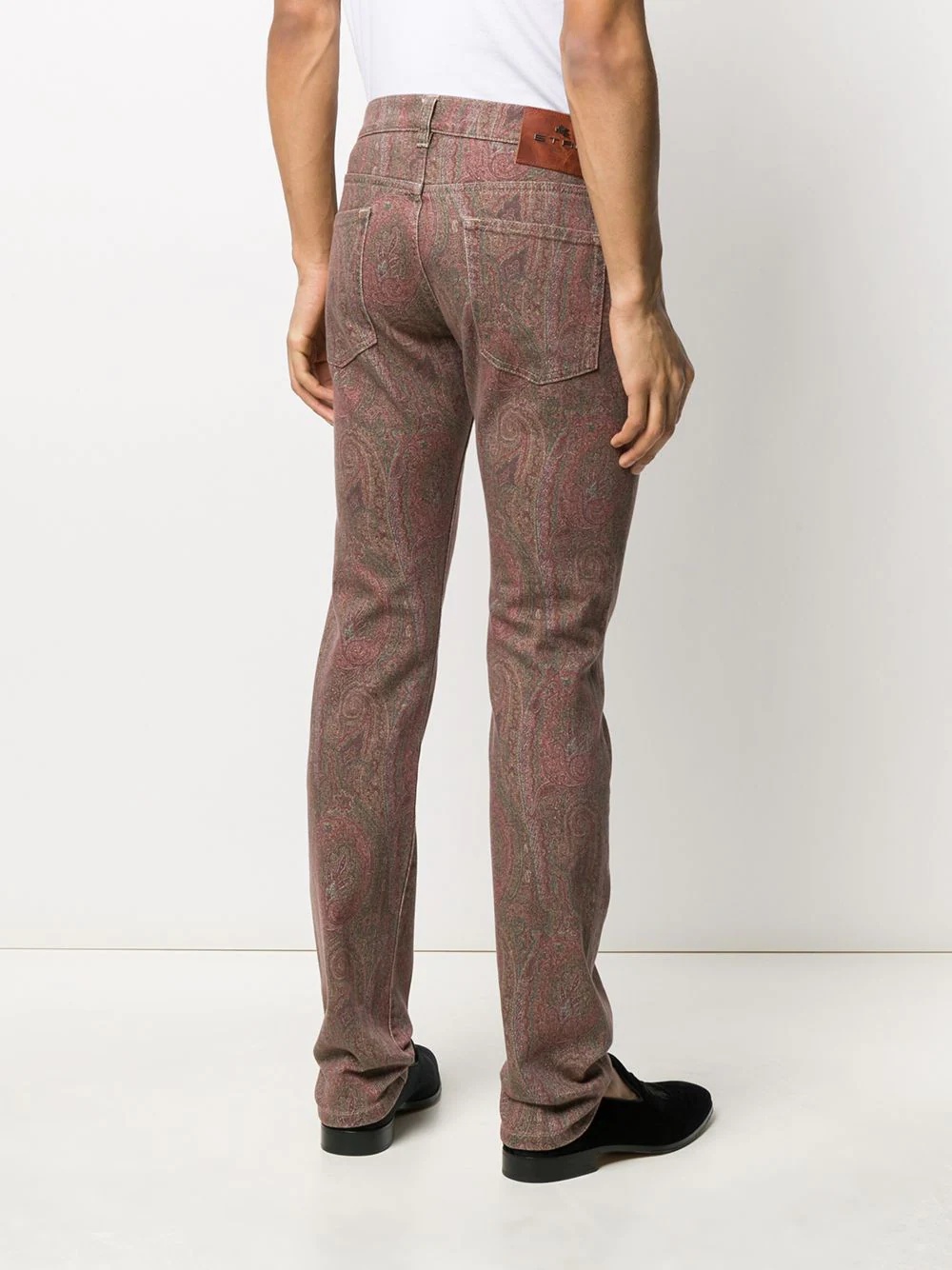 paisley printed bootcut jeans - 4