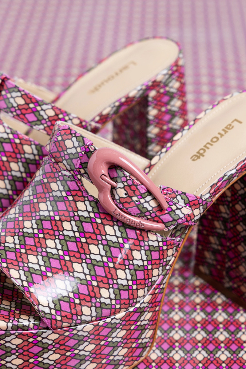 Dolly Verona Mule In Pink Vichy Patent Leather 6
