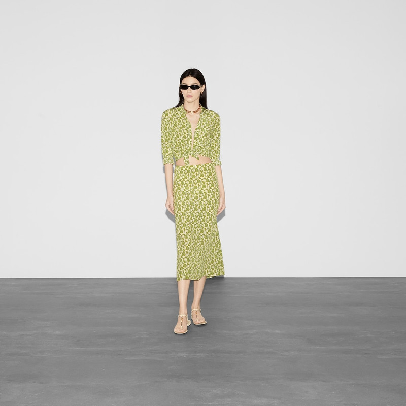 GUCCI Floral print silk crêpe de chine skirt outlook