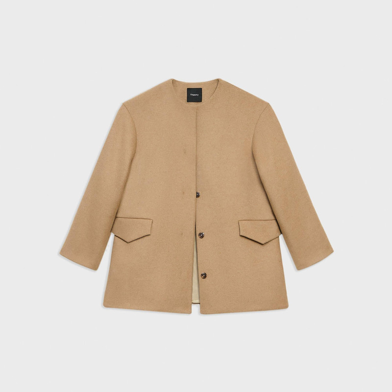 Cape Back Coat in Recycled Wool-Blend Melton 1