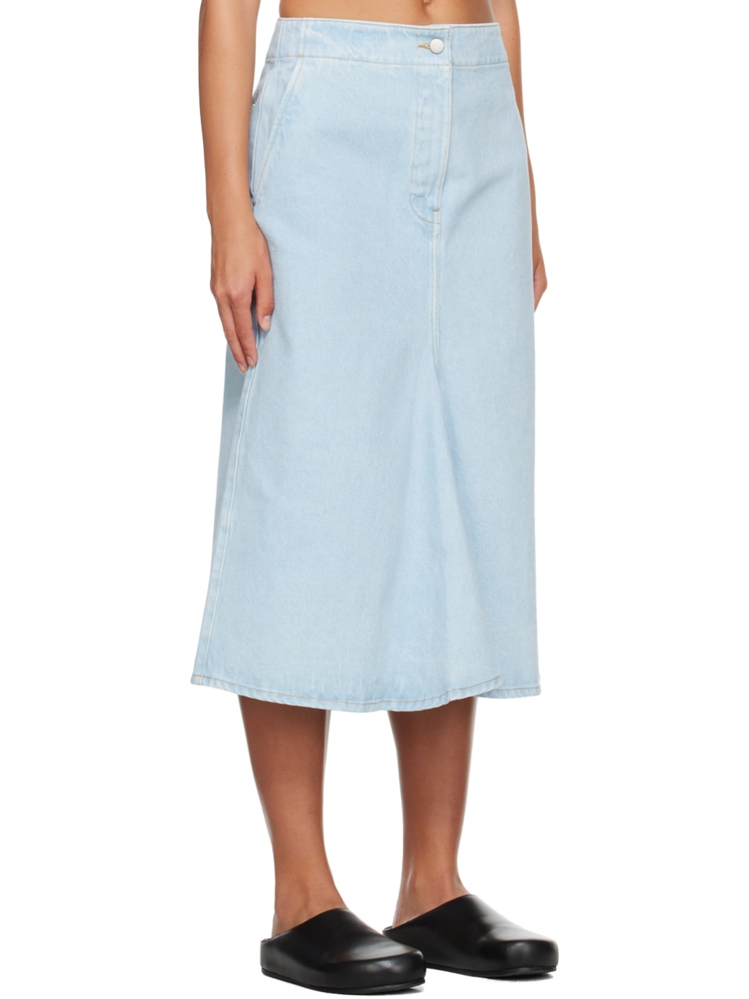 Blue Preto Denim Midi Skirt - 2