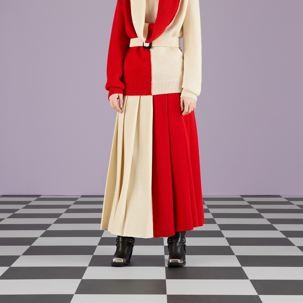 Fine wool bicolor skirt - 6