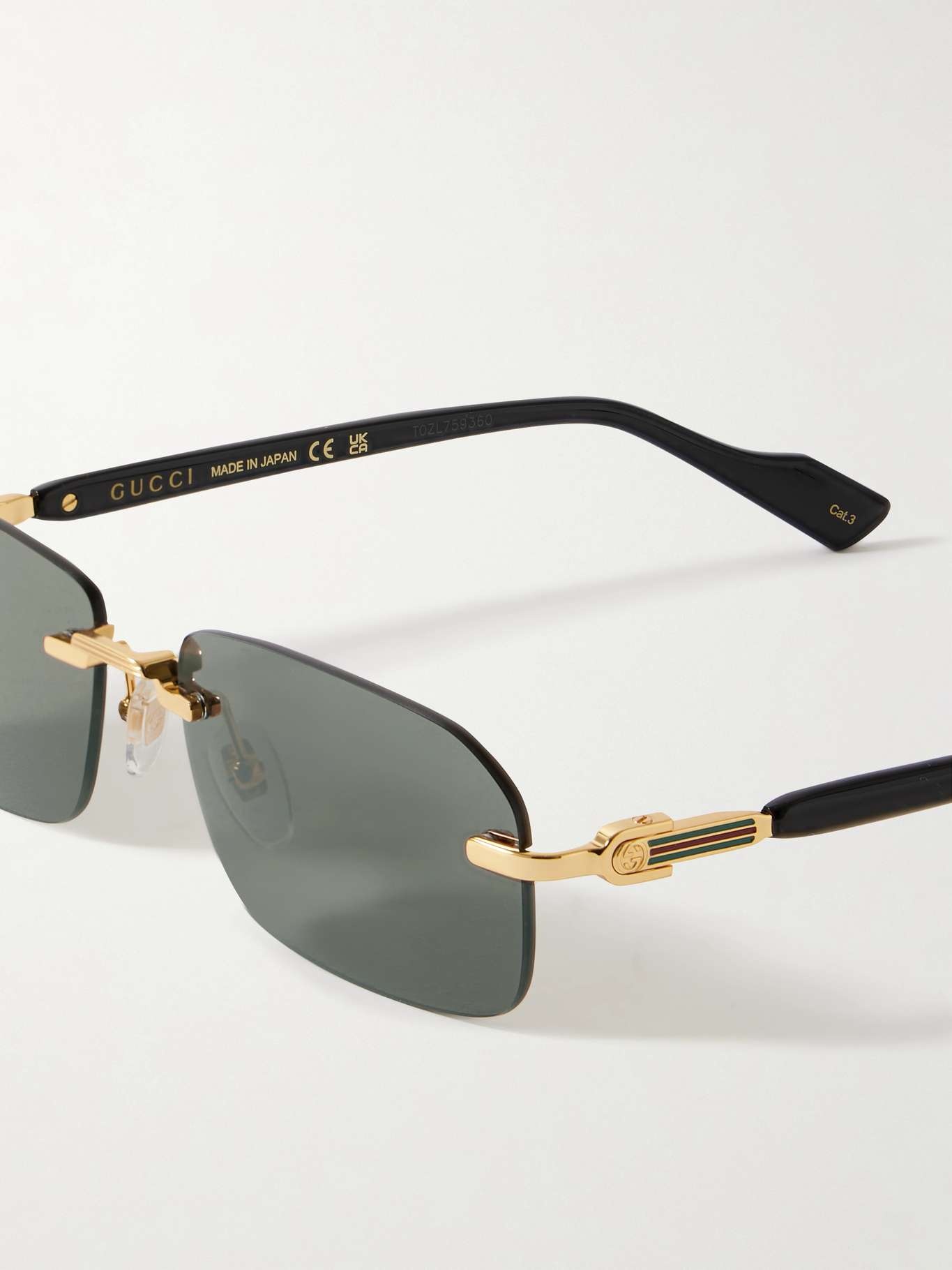 Rimless sqaure-frame gold-tone and acetate sunglasses - 4