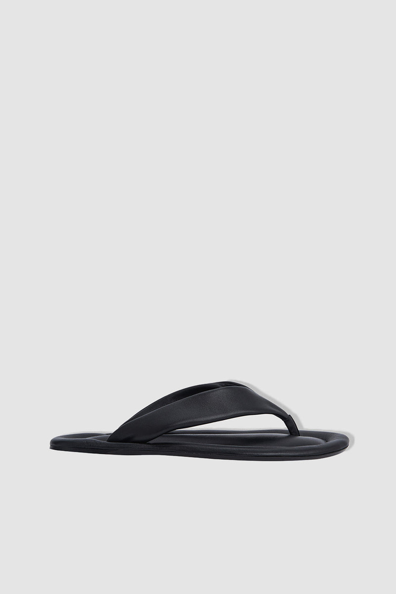 Dasha Black Nappa Leather Flip-Flop Sandal 1