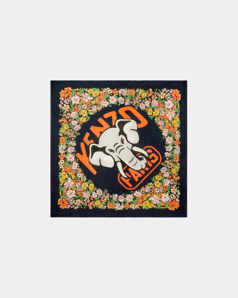 'KENZO Elephant' large square woollen scarf 1