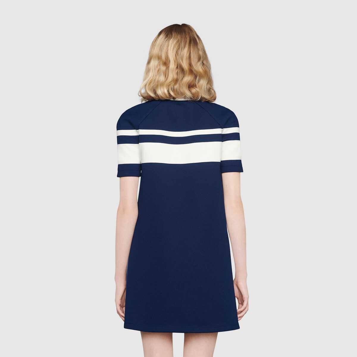 Striped jersey piquet short dress - 4