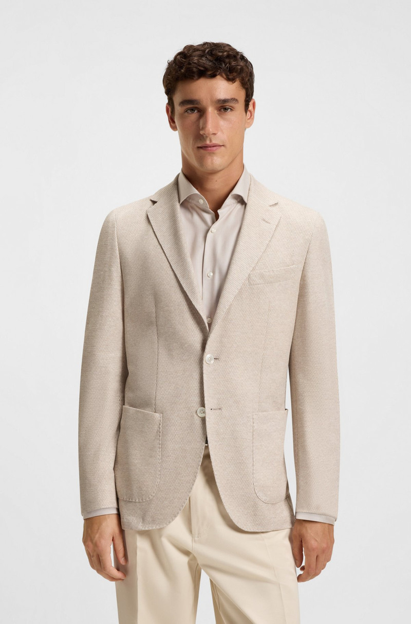 REGULAR-FIT PATTERNED BLAZER WITH LINEN AND COTTON 2