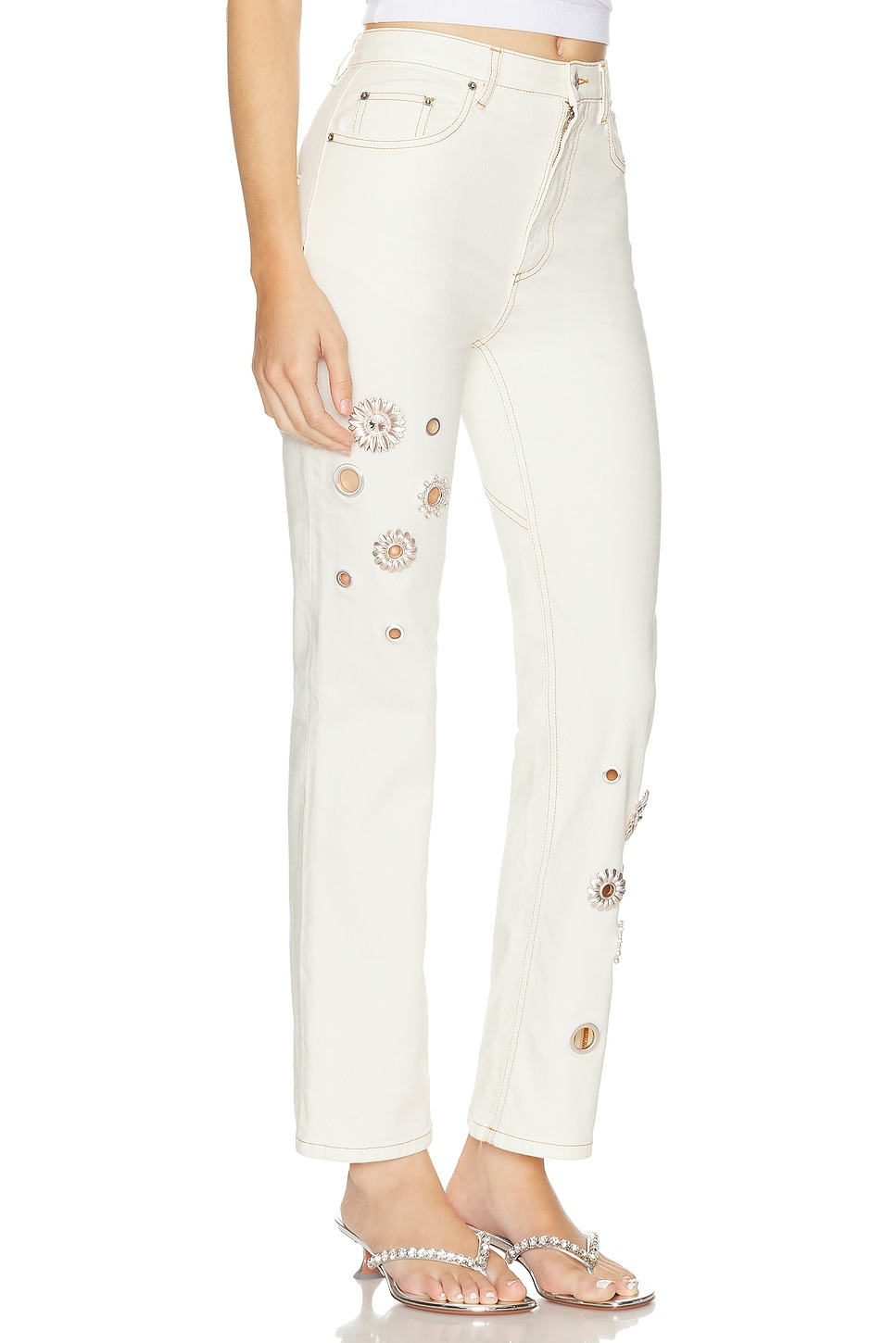 Crystal Grommet Straight Leg Jean - 2