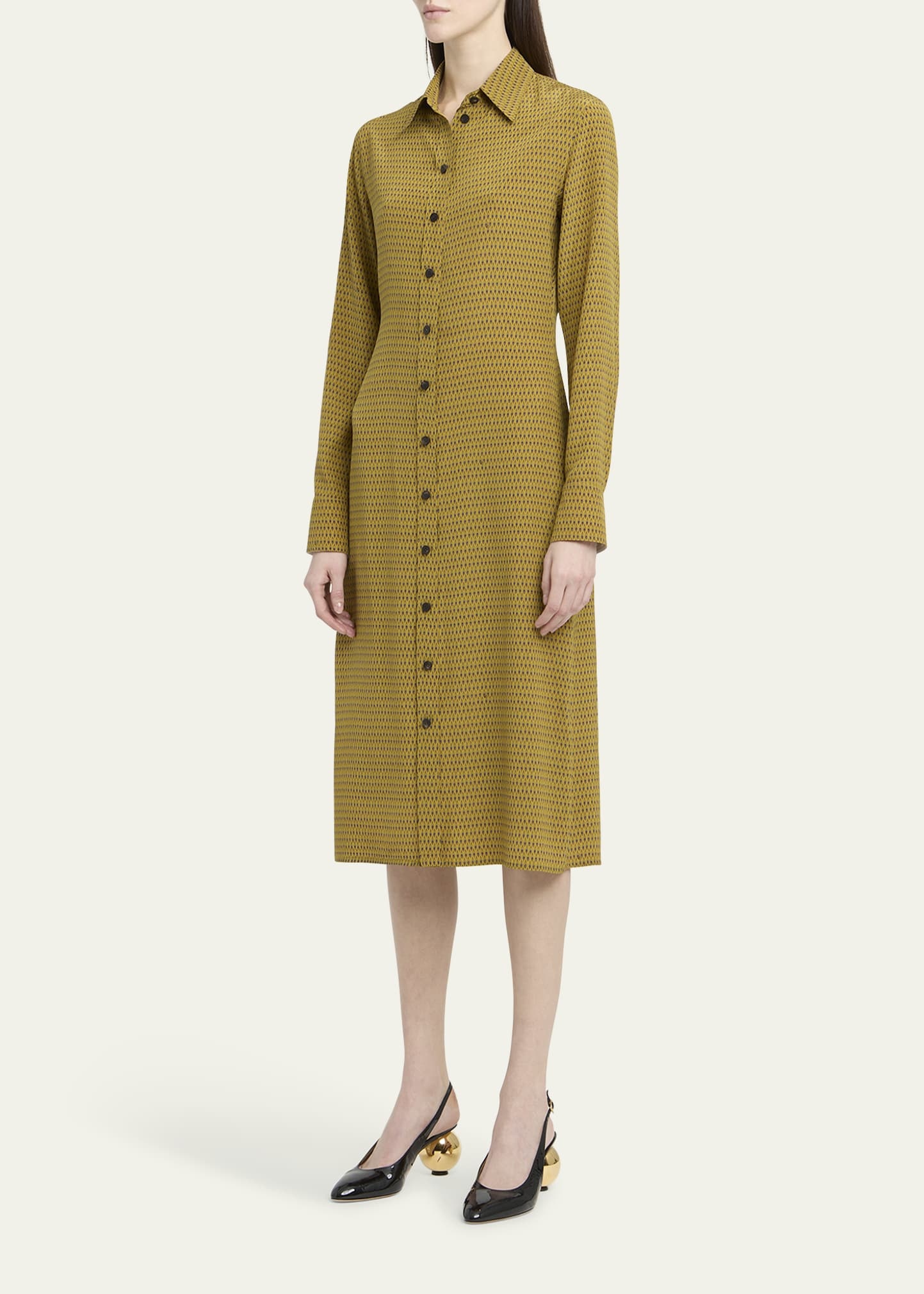 Peacock Silk Crepe De Chine Shirtdress - 4