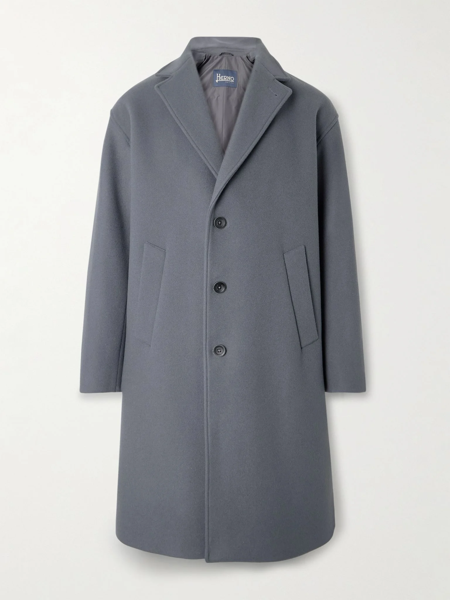 Wool-Blend Overcoat Gray - 1