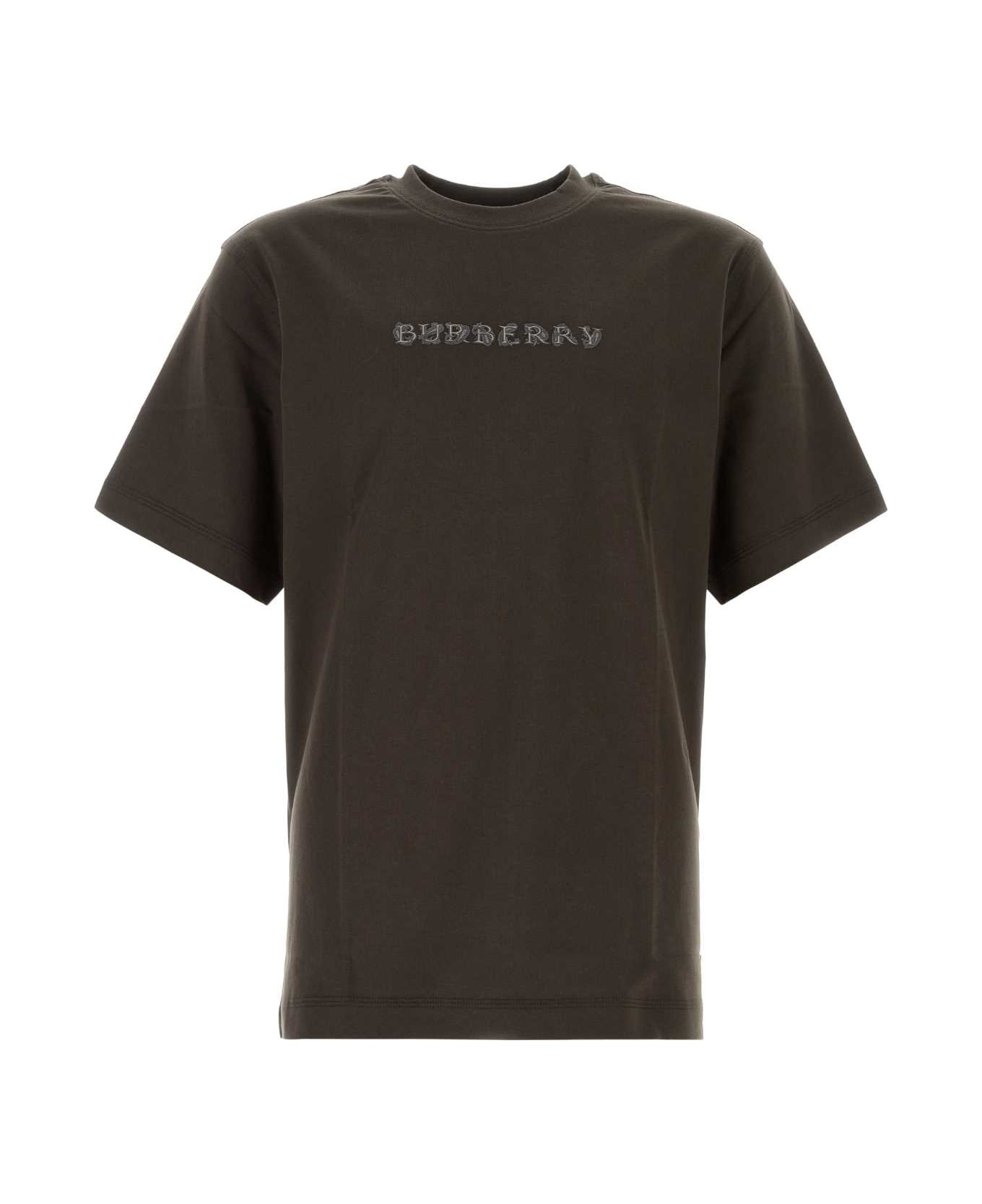 Dark Brown Cotton T-shirt - 1