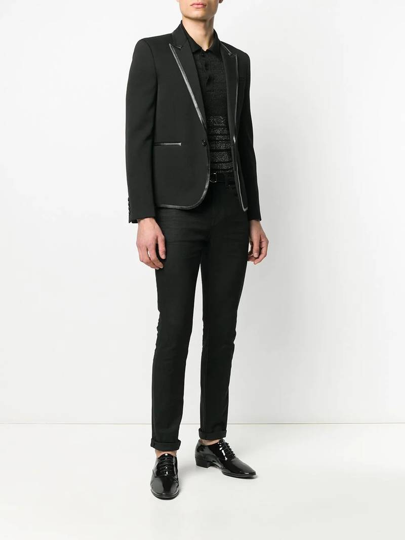 SAINT LAURENT contrast trim blazer outlook