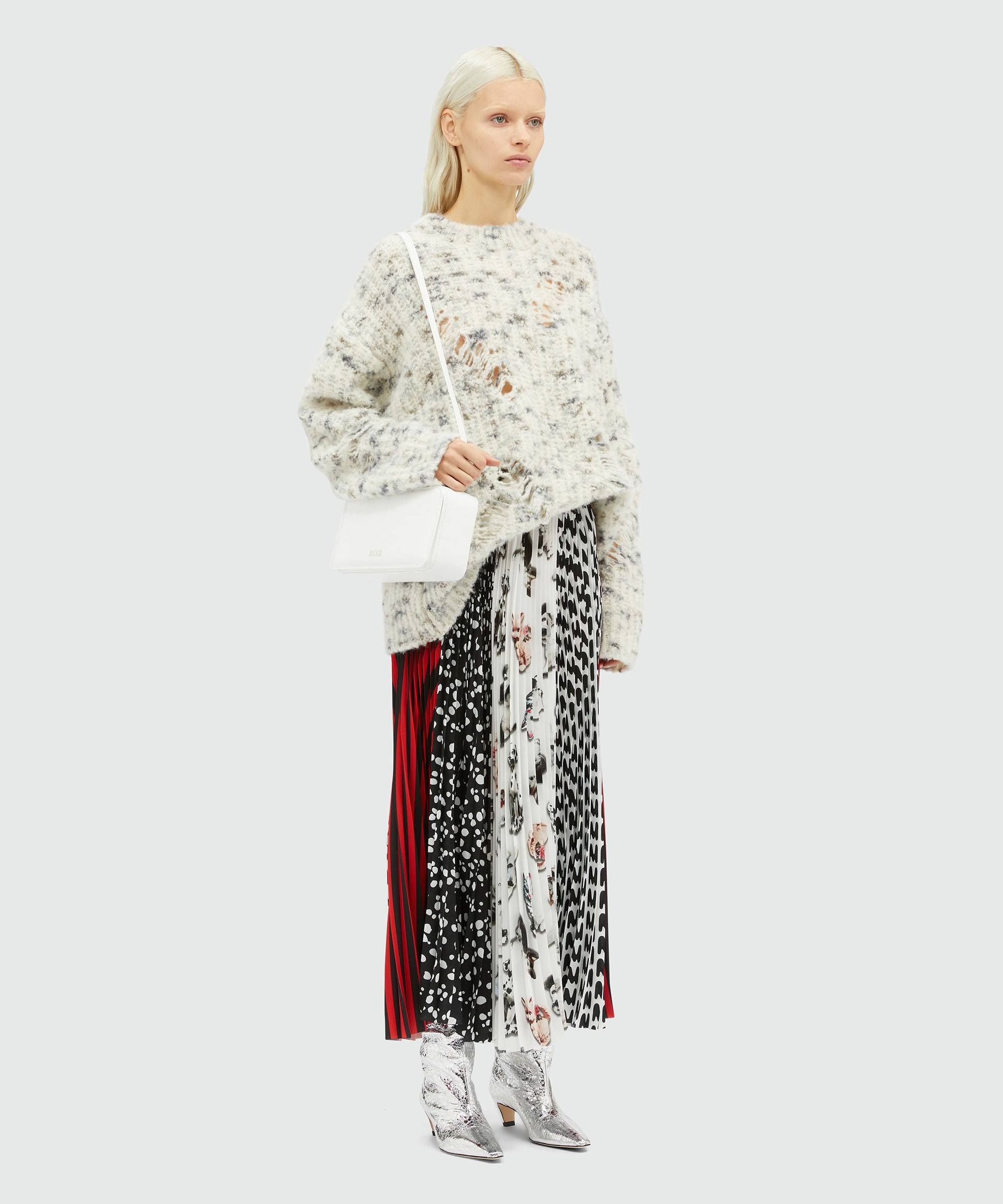 Mixed pattern pleated skirt - 4