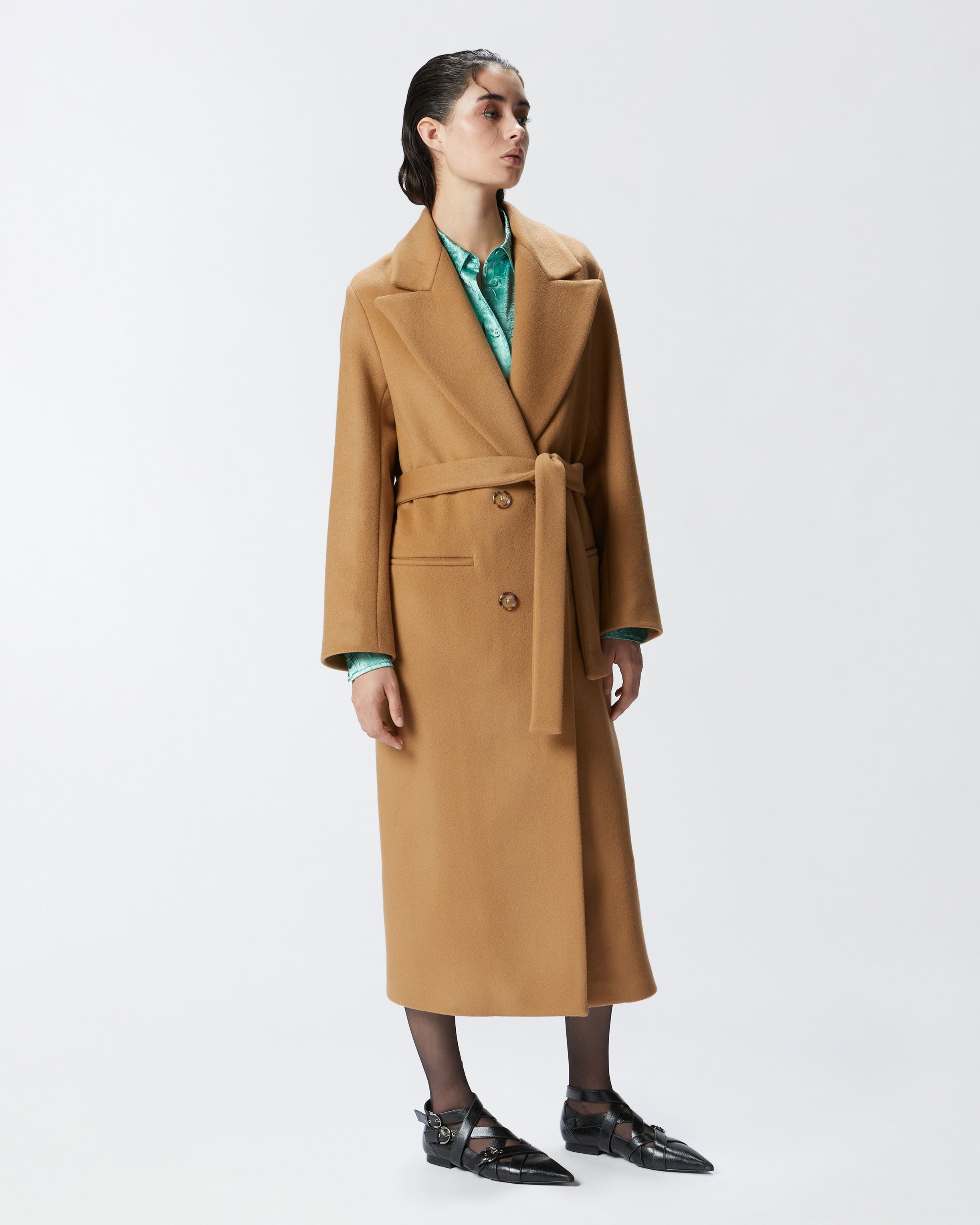 コート PINKO 104931A213Z07 Coats PINKO LONG DOUBLE-BREASTED COAT WITH MATCHING BELT | REVERSIBLE