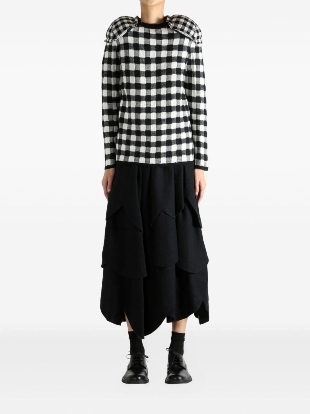gingham padded-shoulder jumper - 2