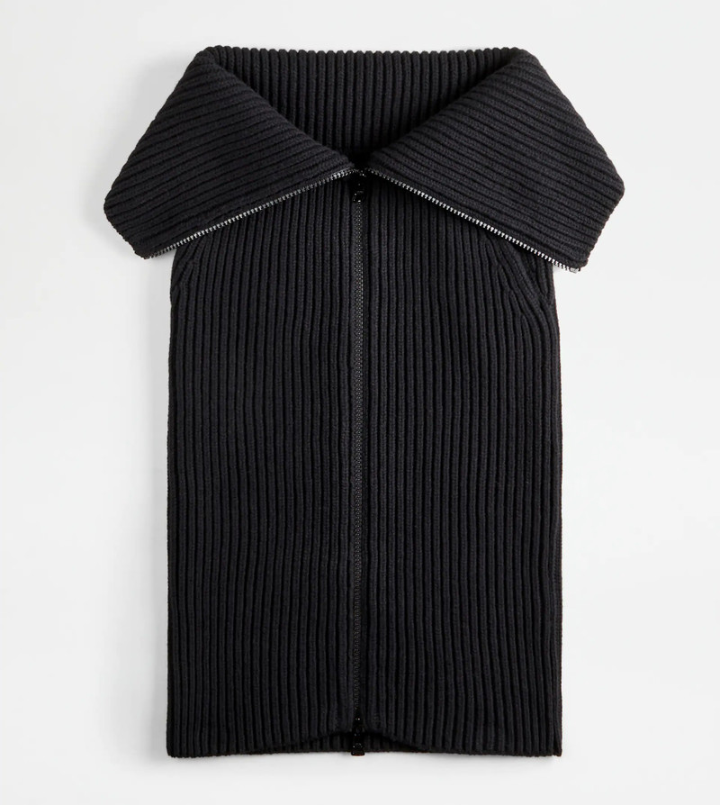CASHMERE BLEND MIDI-SKIRT - BLACK - 1