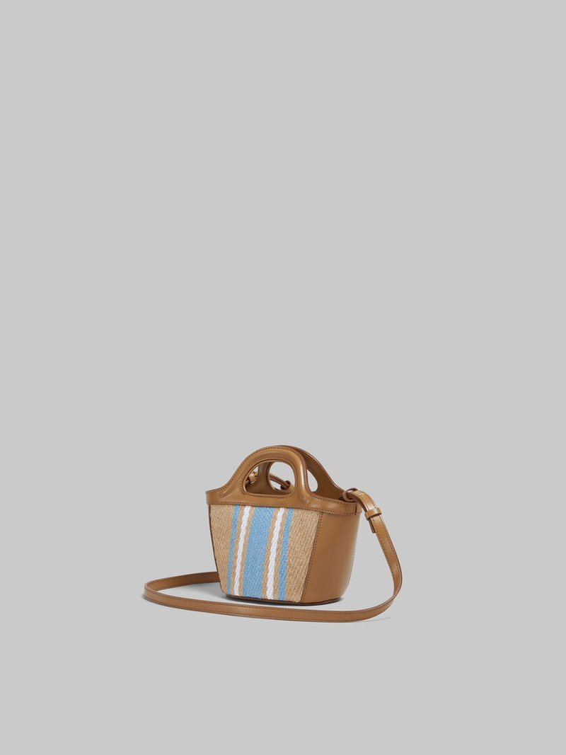 Marni TROPICALIA MICRO BAG IN BROWN LEATHER AND RAFFIA-EFFECT FABRIC outlook