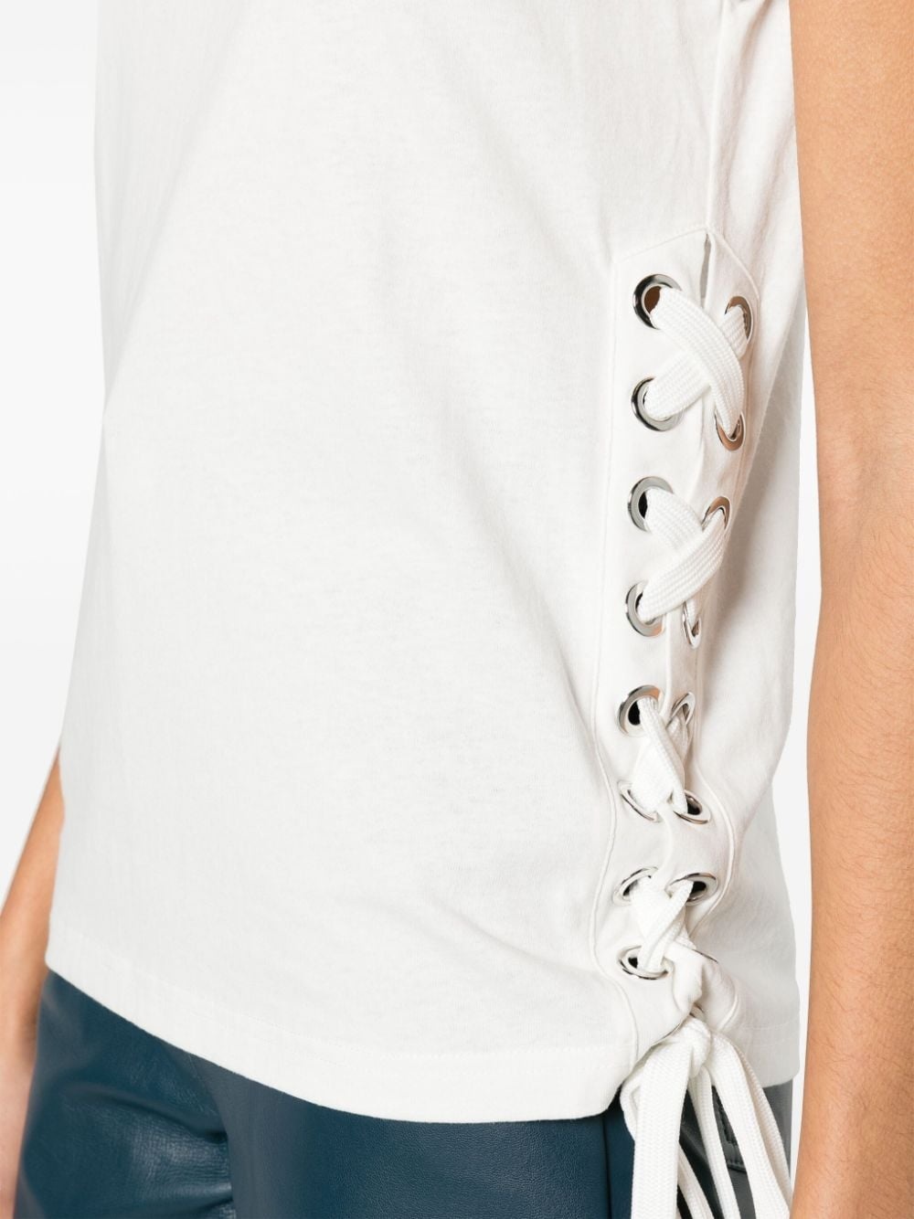 lace-up cotton tank top - 5